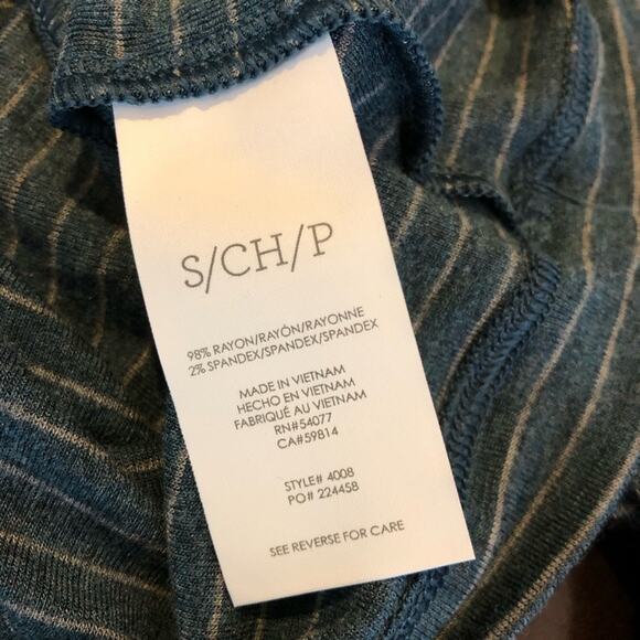 Cabi Groove Tee green gray striped jersey knit top size Small #4008 - Picture 8 of 13